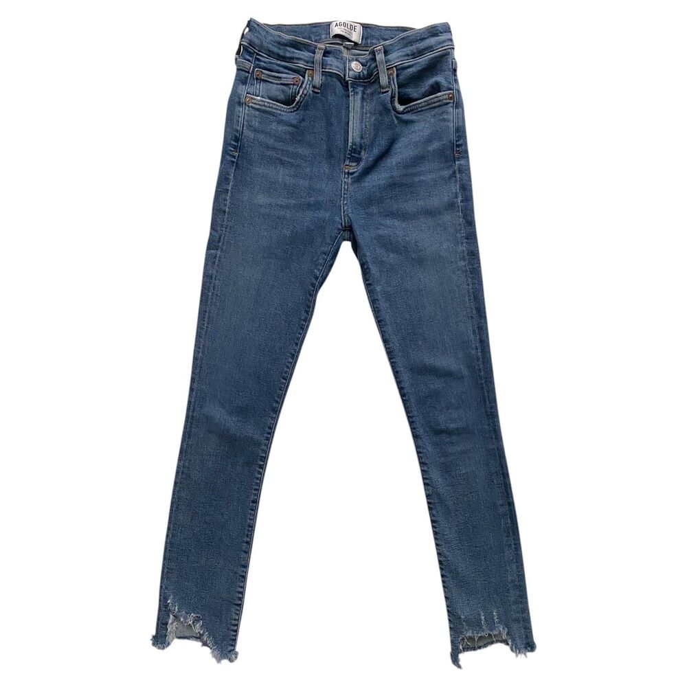 Agolde Womens Sophie Mid-Rise Skinny Jeans Cropped Distressed Stretch Size 26